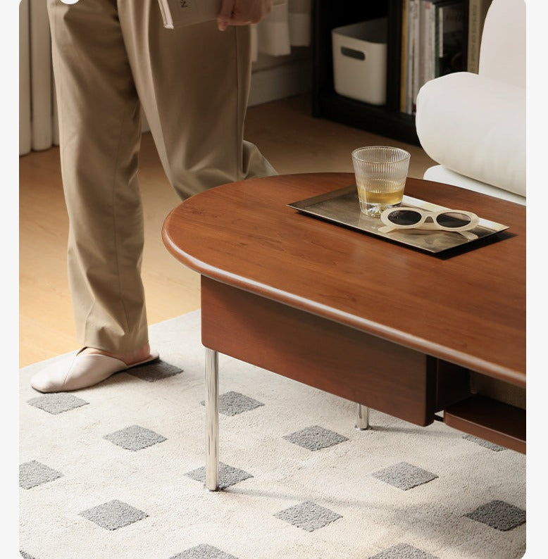 Poplar Solid Wood French Retro Small Storage Coffee Table