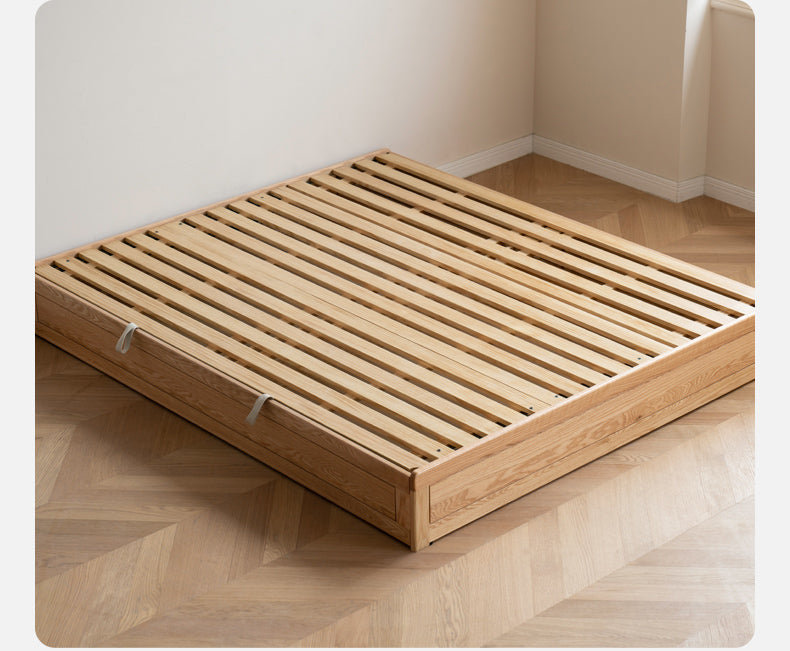 Oak solid wood platform bed, headboard-free Box bed