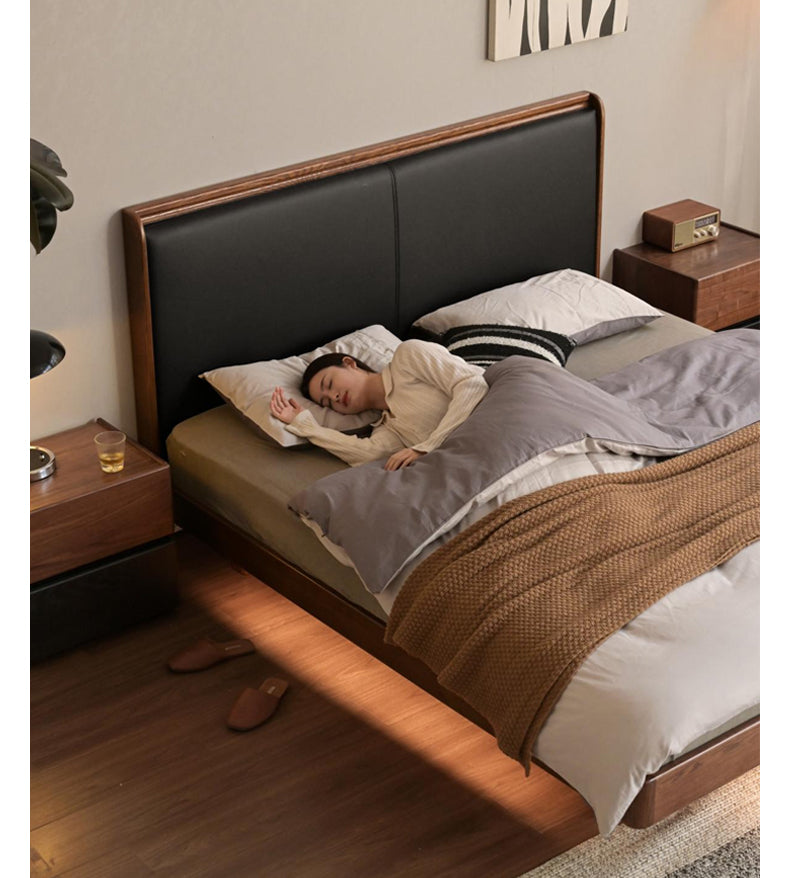 Oak Solid Wood Modern Simple Luminous Bed