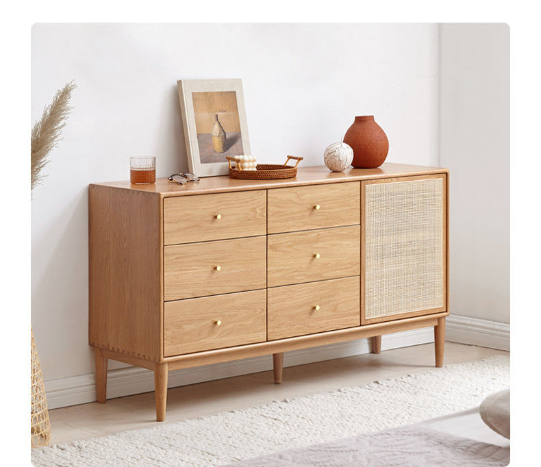 Oak Solid Wood Storage Cabinet with Doors