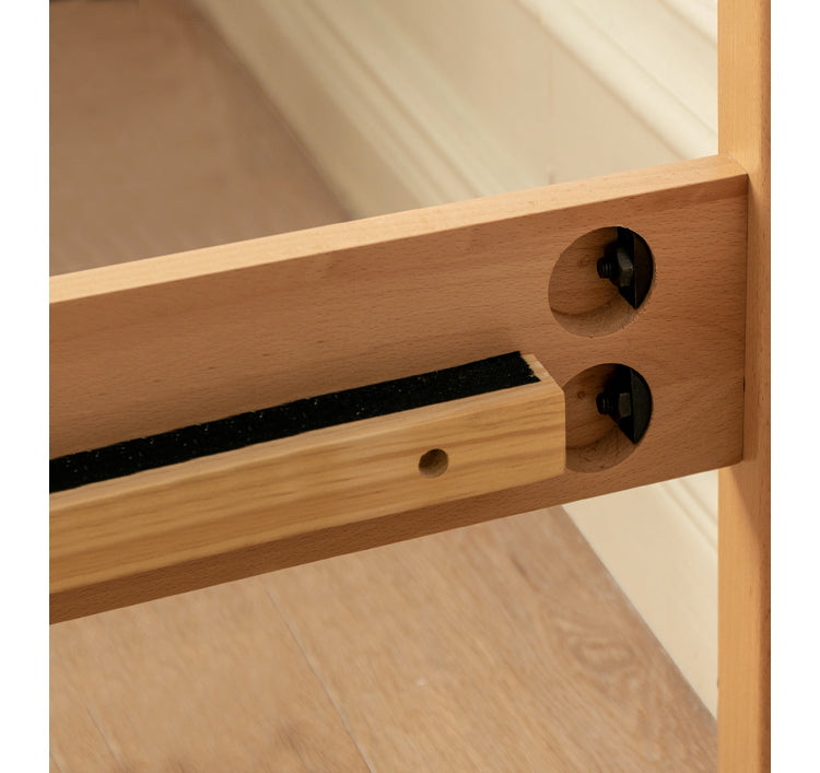 European Beech Solid Wood Bed Modern Simple