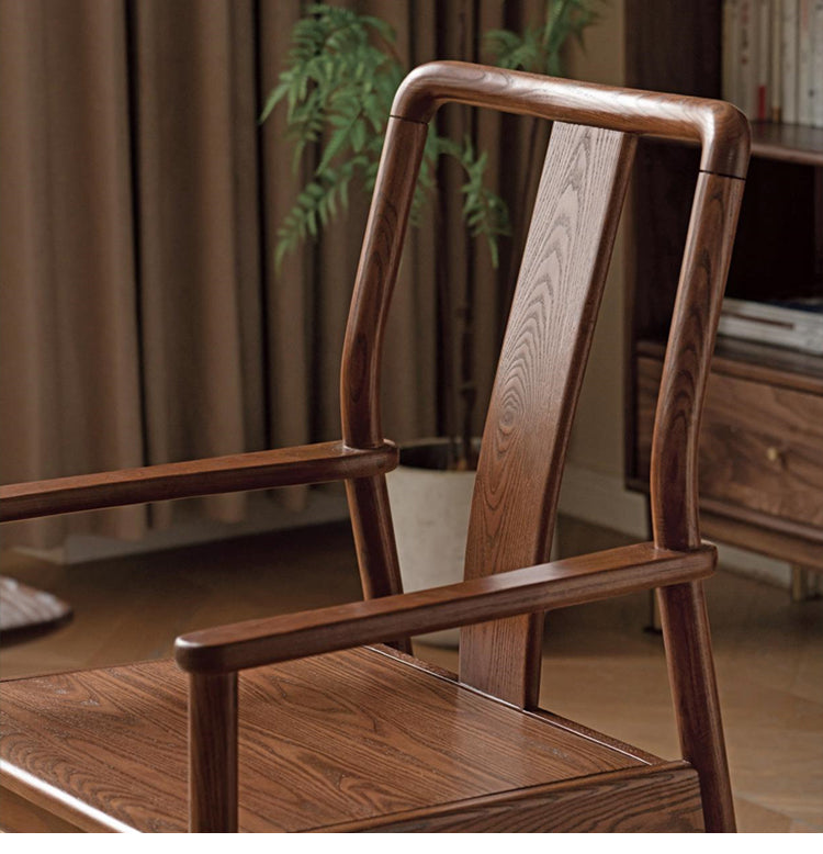 Black Walnut, Ash Solid Wood Backrest Dining Armchair