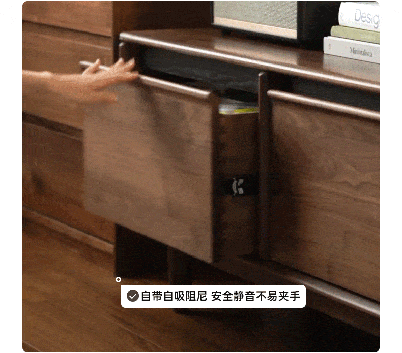 Black Walnut, Sandalwood, Ash Solid Wood Skeleton Line TV Cabinet.