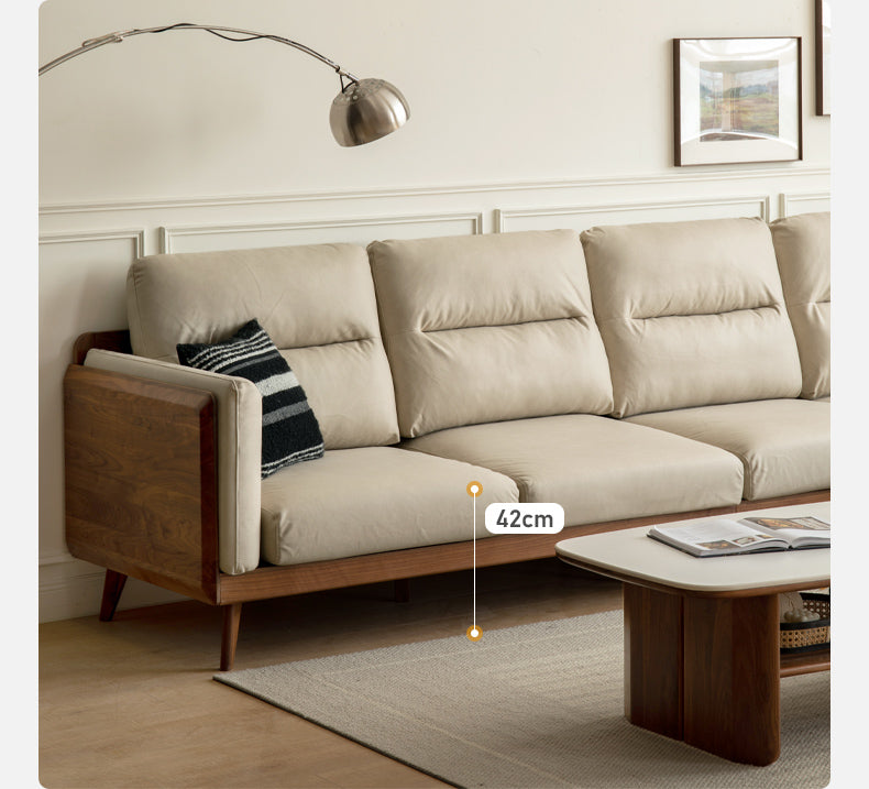 Black Walnut Solid Wood Sofa,Technology Cloth, Fabric.