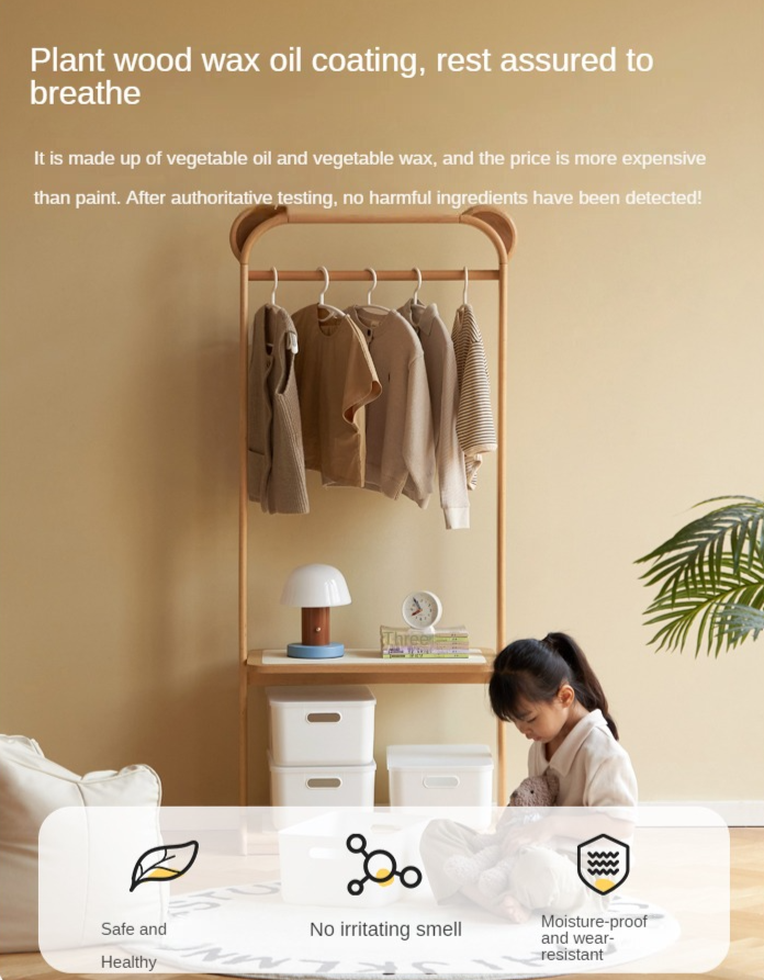 Beech Solid Wood Kids Coat Rack Floor Hanger