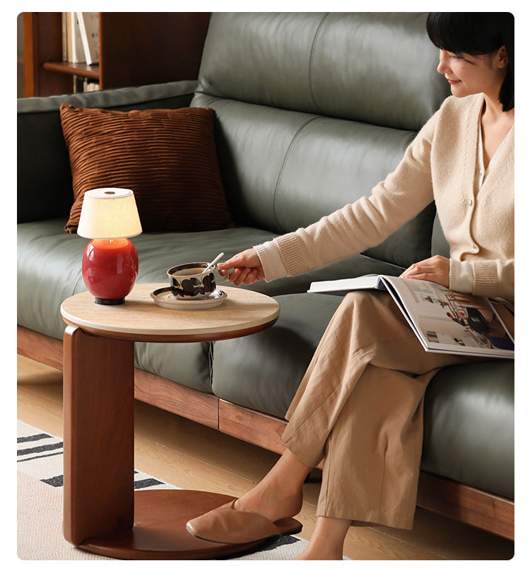 Poplar Solid Wood Medieval Style Rock Plate Coffee Table