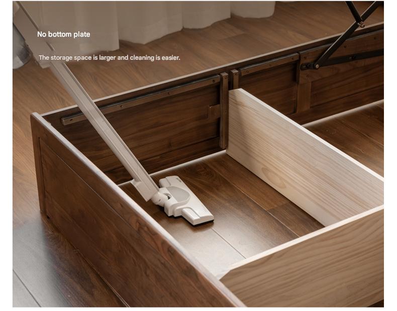 Black walnut solid wood storage box bed technology cloth soft back