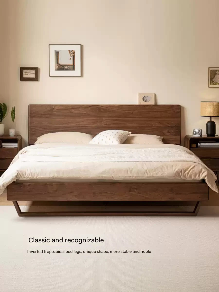 Black Walnut, golden sandalwood solid wood suspended Bed