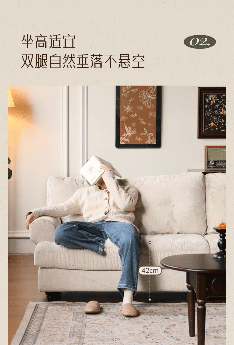 Fabric Three Seater Sofa High Back American Style.