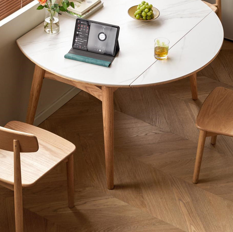 Oak Solid Wood Folding Rock Board Expandable Dining Table