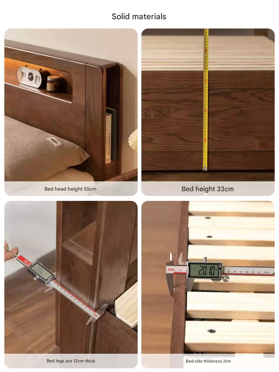 Oak Solid Wood Luminous Storage Box Bed