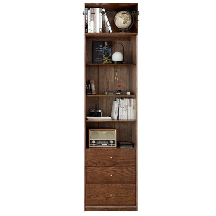 Oak Solid Wood Dust-Proof Glass Door Wall Floor-to-ceiling Bookshelf