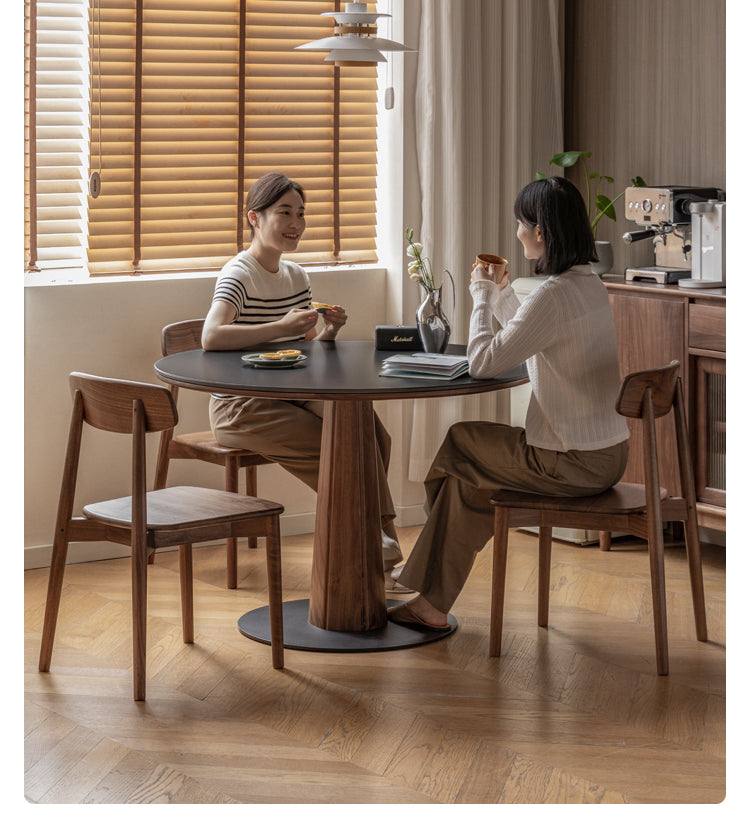 Black Walnut, Ash, Sandalwood Solid Wood Round Dining Table