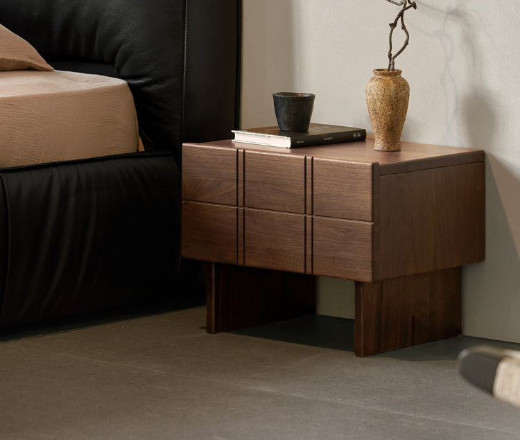 Black Walnut, Oak Wood Wabi-Sabi Style Nightstand