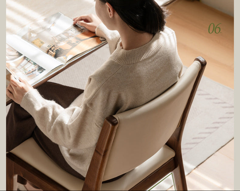 4 pcs - Black Walnut, Oak Solid Wood Dining Chair upholstered