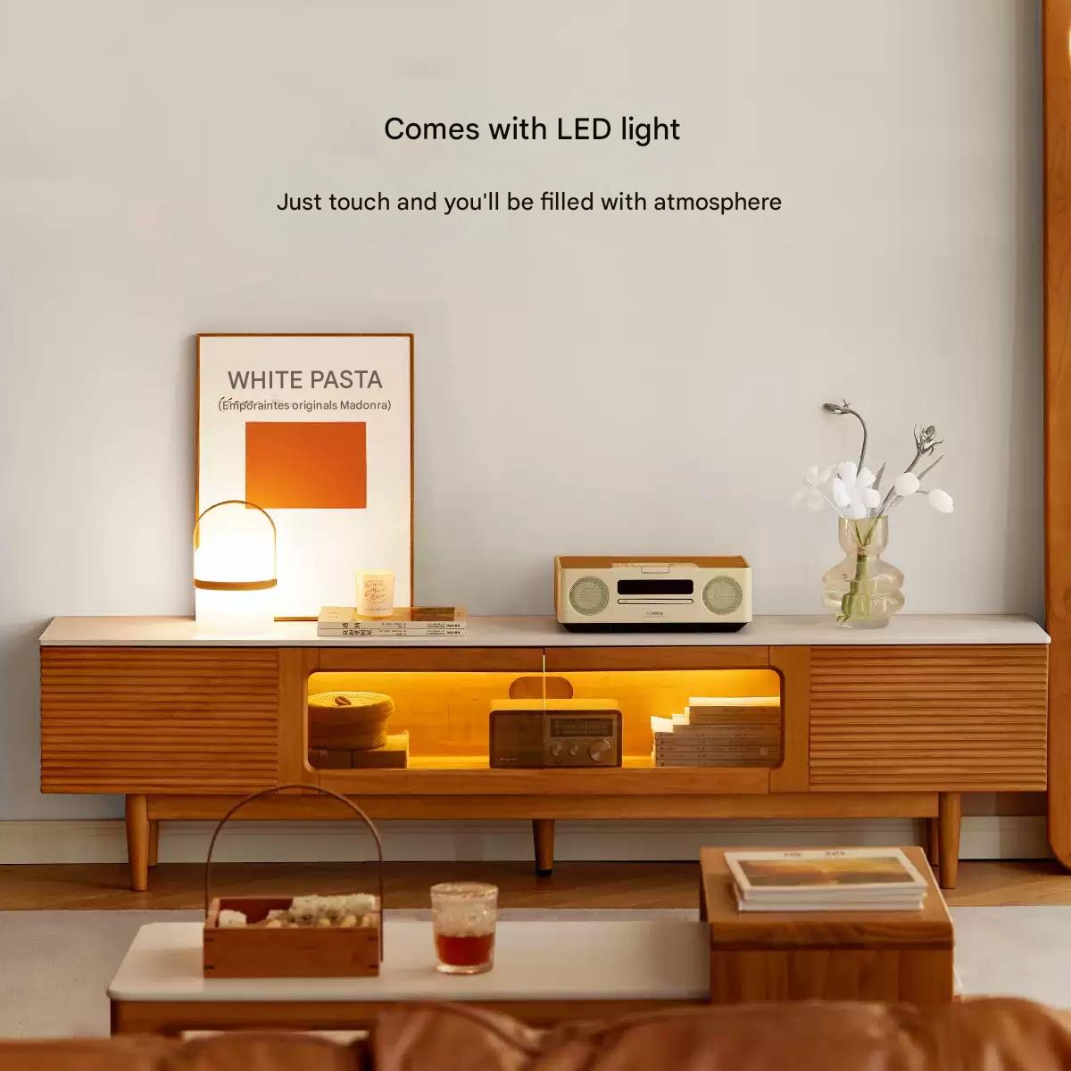 Pine Solid Wood Modern Rock Floor TV Cabinet.