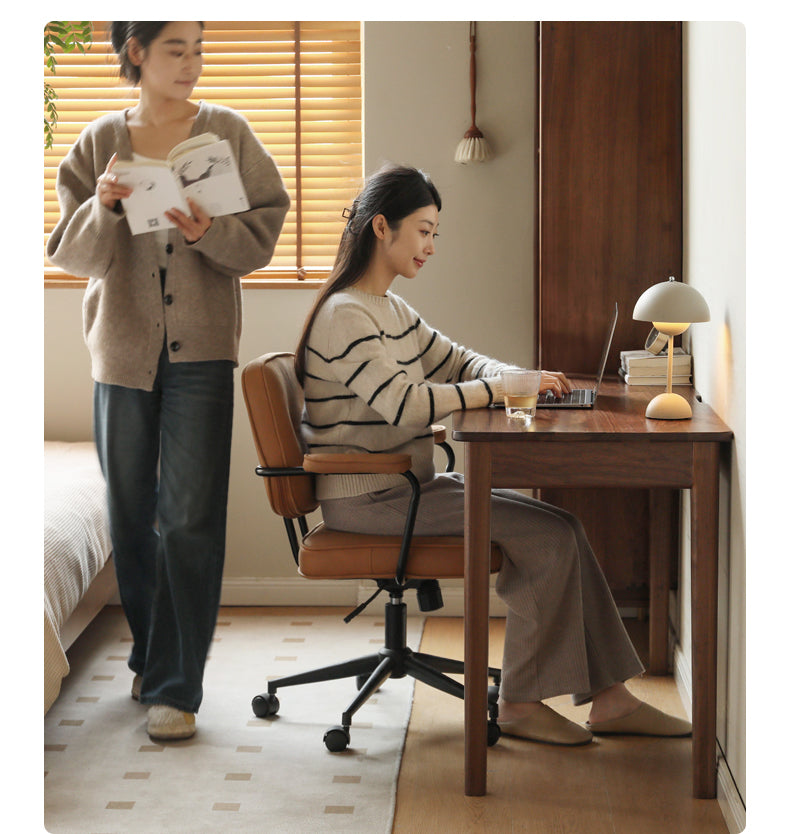 Black Walnut Solid Wood Desk With Drawers