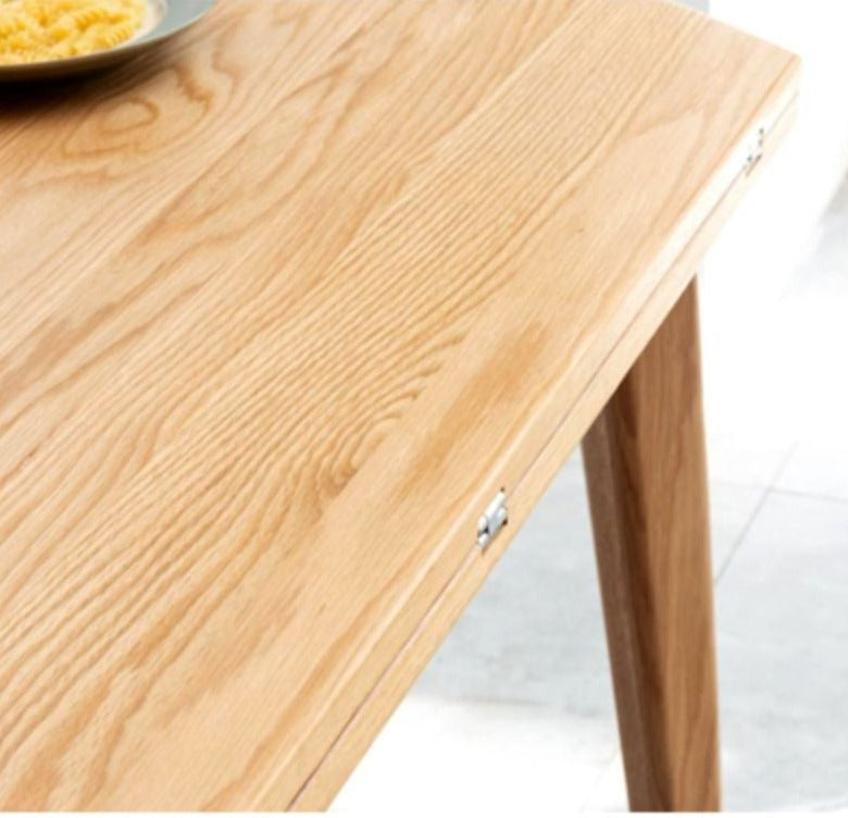Oak solid wood folding dining table small apartment"