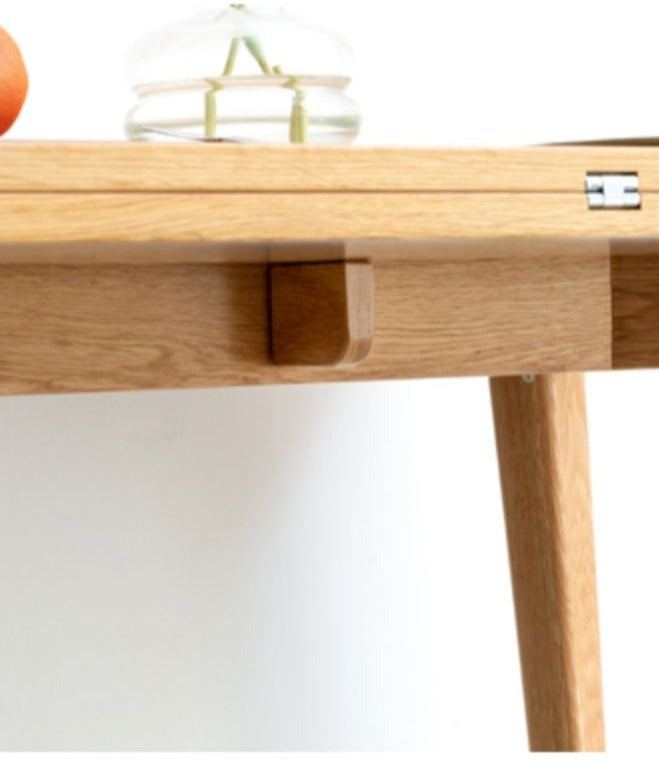 Oak solid wood folding dining table small apartment"