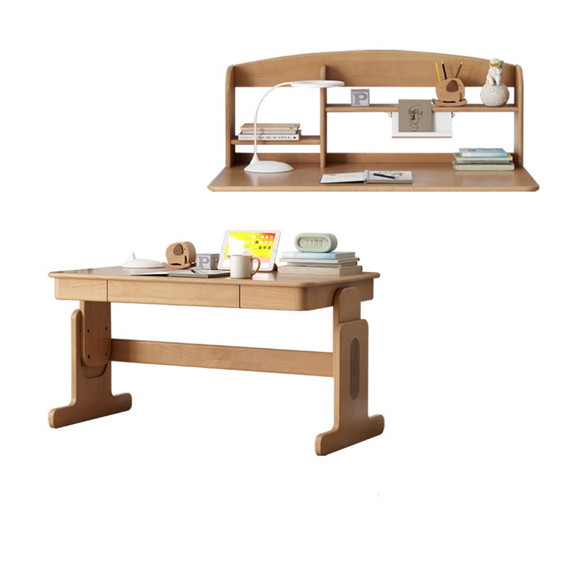 Beech Solid Wood Lifting Desk Bookshelf Combination