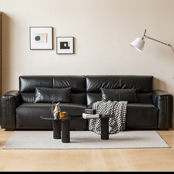 Genuine Leather Sofa Italian Top Layer Cowhide Down Sofa.