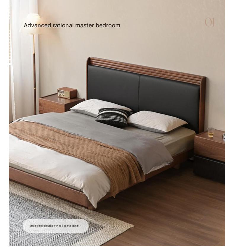 Oak Solid Wood Modern Simple Luminous Bed