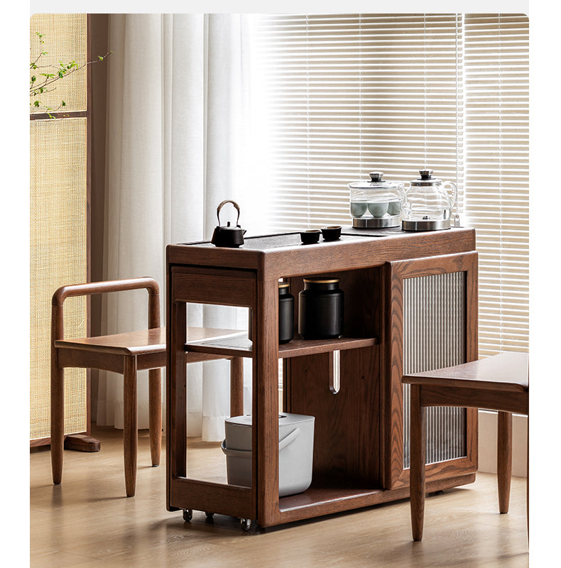 Oak, Ash Solid Wood Retractable Tea Table Tea Maker Integrated