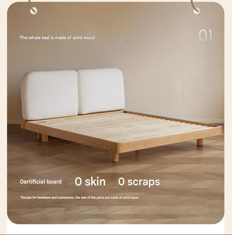 Oak Solid Wood Lamb Fleece Soft Suspension Cream Bed
