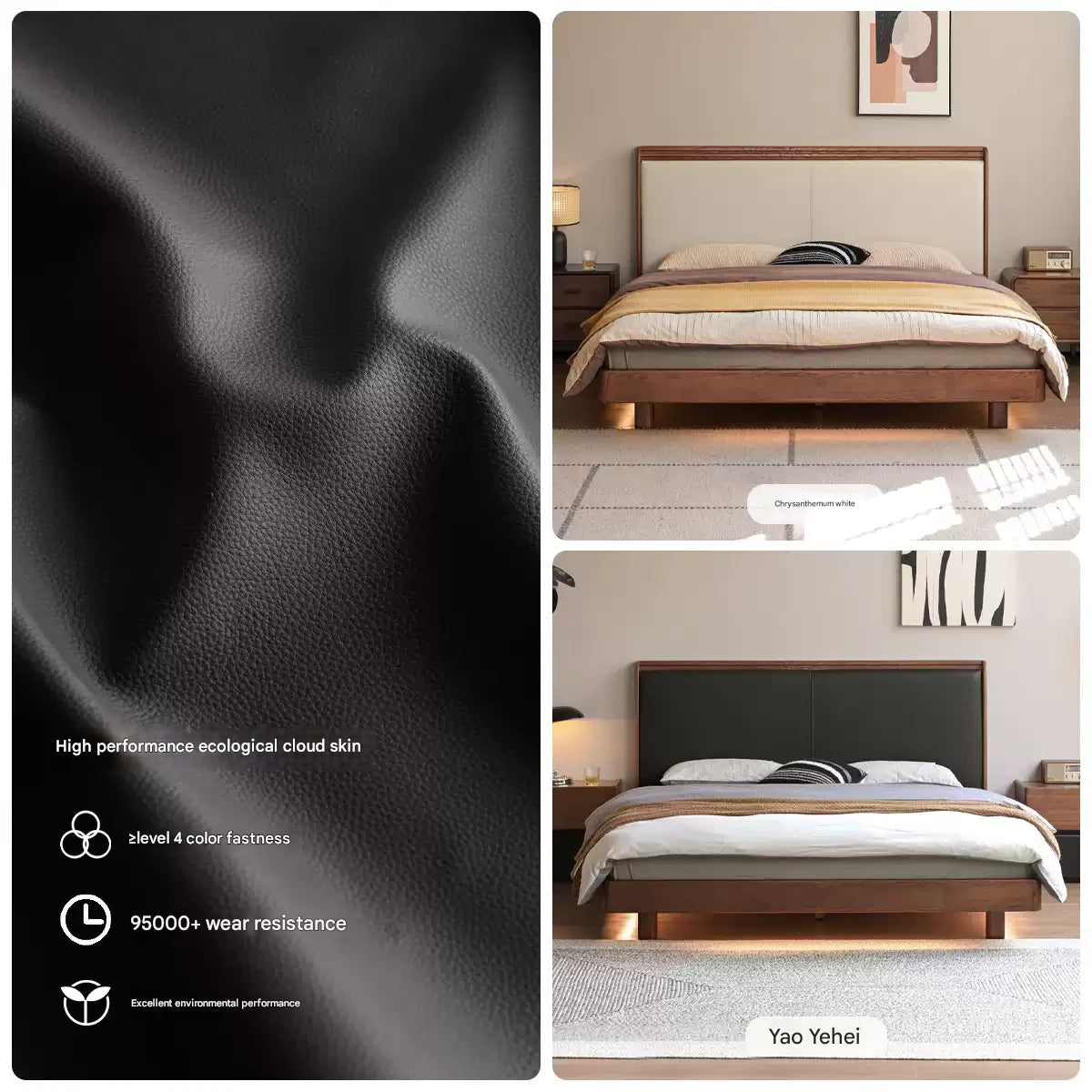 Oak Solid Wood Modern Simple Luminous Bed