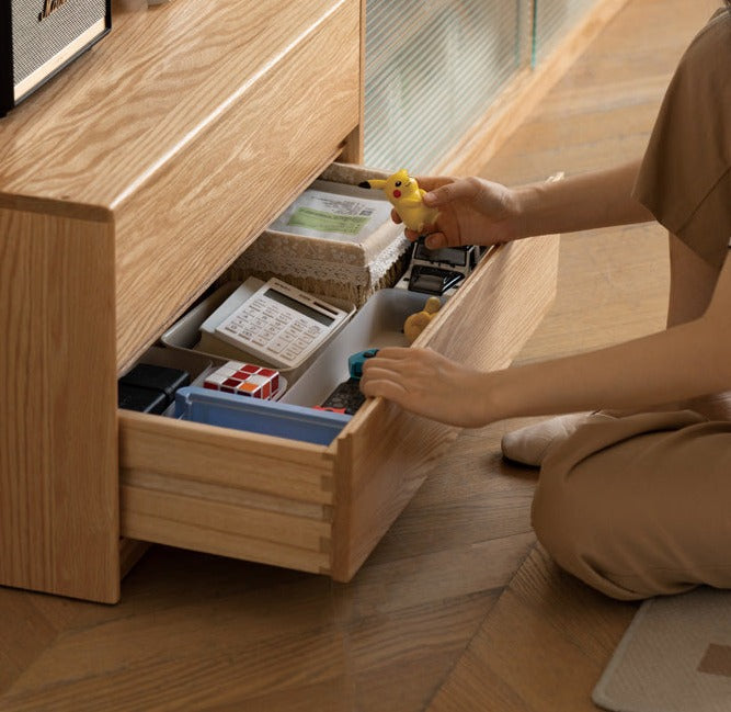 Oak, Rubber Solid Wood TV Cabinet Floor Combination,