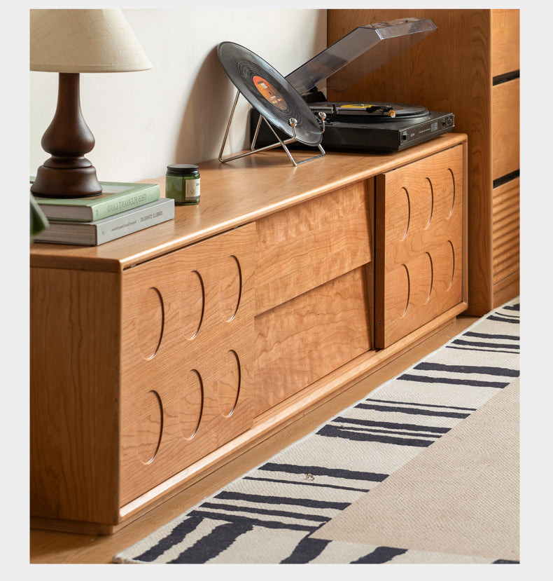 Cherry Solid Wood Retro Antique Style Floor TV Cabinet.