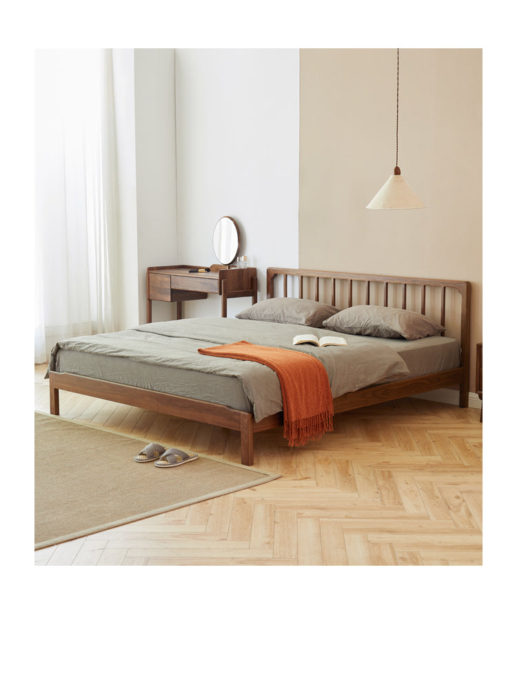 Ash, Black Walnut Solid Wood Nordic Simple Bed