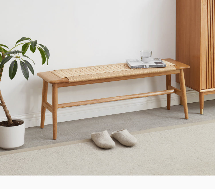 Oak solid wood Corded Bench