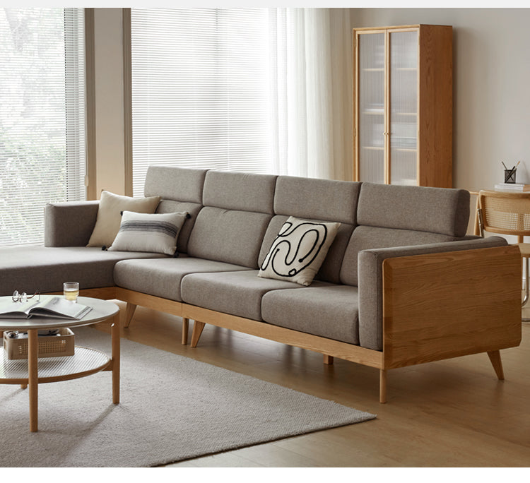 Oak, Ash Solid Wood Modern Fabric Sofa.