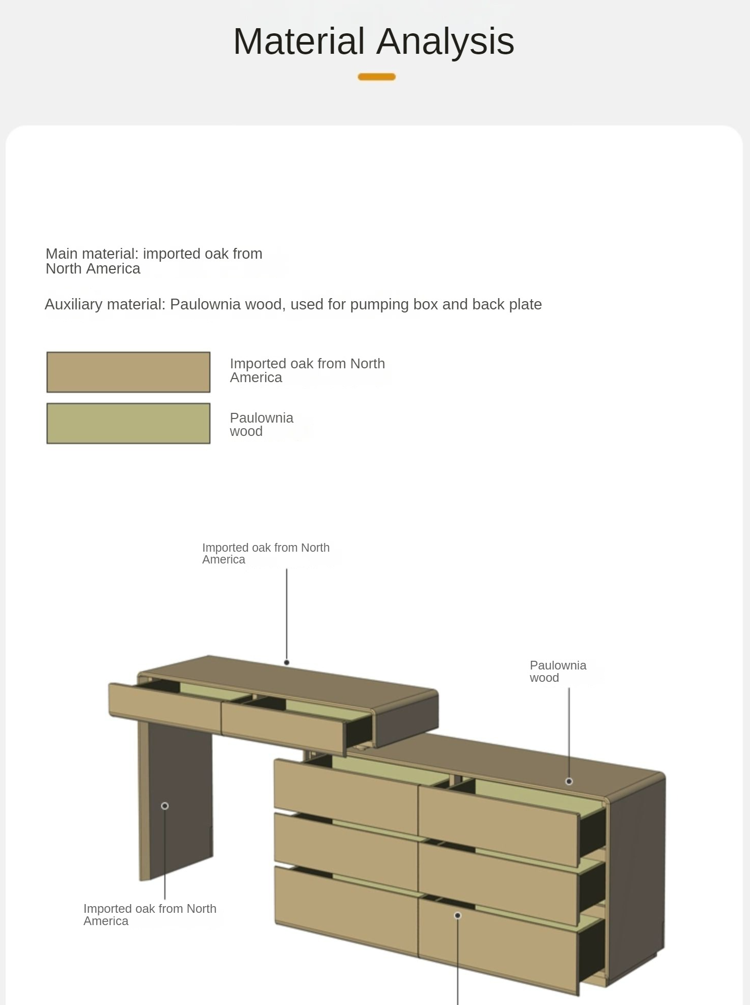 Oak, Ash Solid Wood Retractable Dressing Table Storage Cabinet.