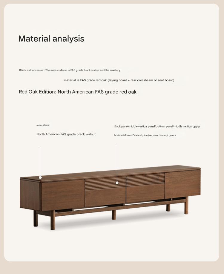 Black Walnut, Oak Solid Wood Floor TV Cabinet.