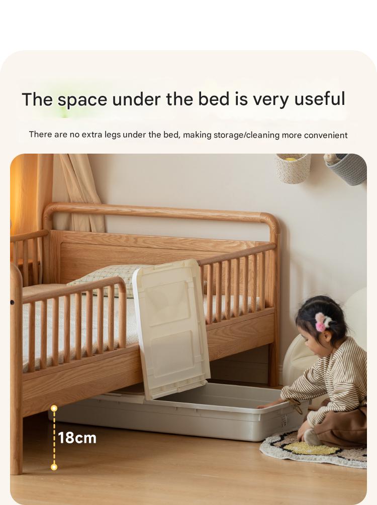 Oak Solid Wood Multi-functional Toddler Bed