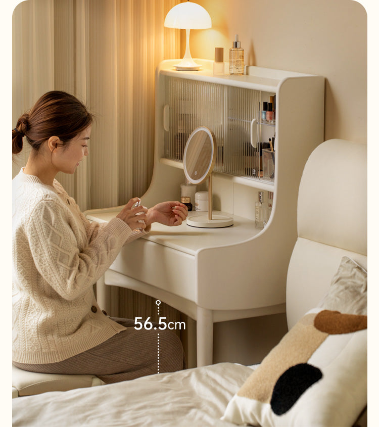 Ash Solid Wood Cream Style Vanity Table.