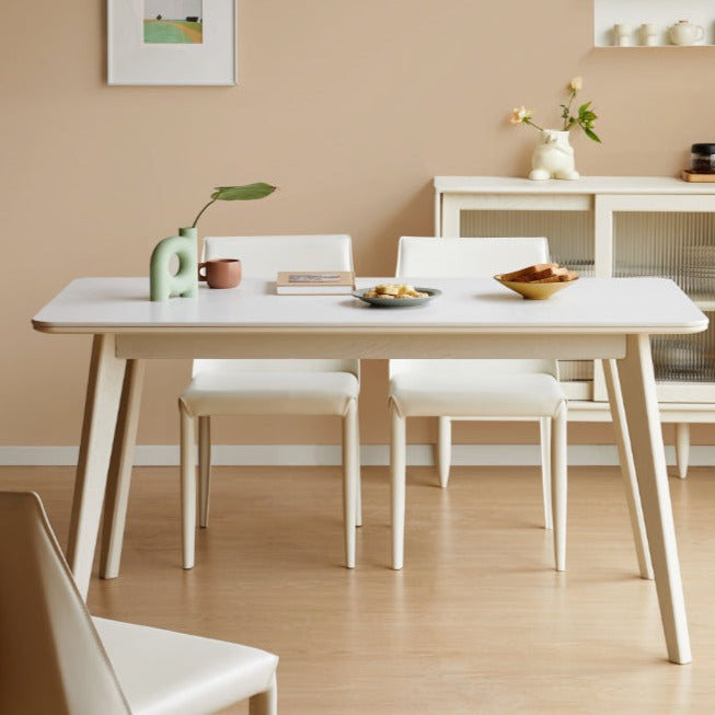 Birch Solid Wood Slate Cream Wind White Dining Table