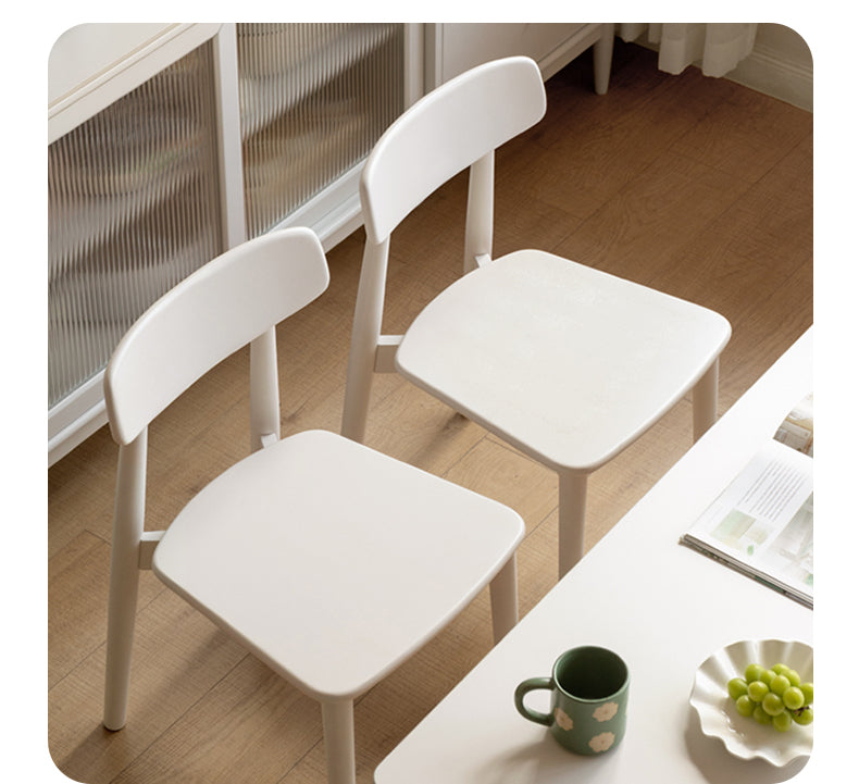 4 pcs Solid RubberWood, Birch Solid Wood Dining Chair Cream Style