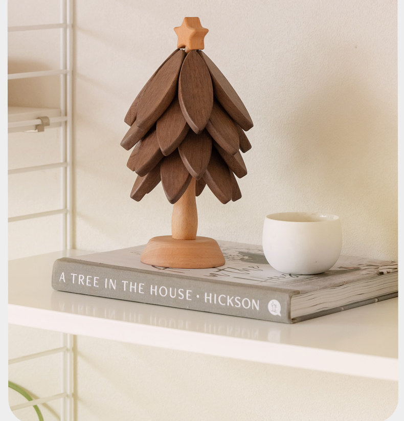 Black Walnut, Beech, Ebony Solid Wood Anti-Scalding Kitchen Mat with Heat Insulation