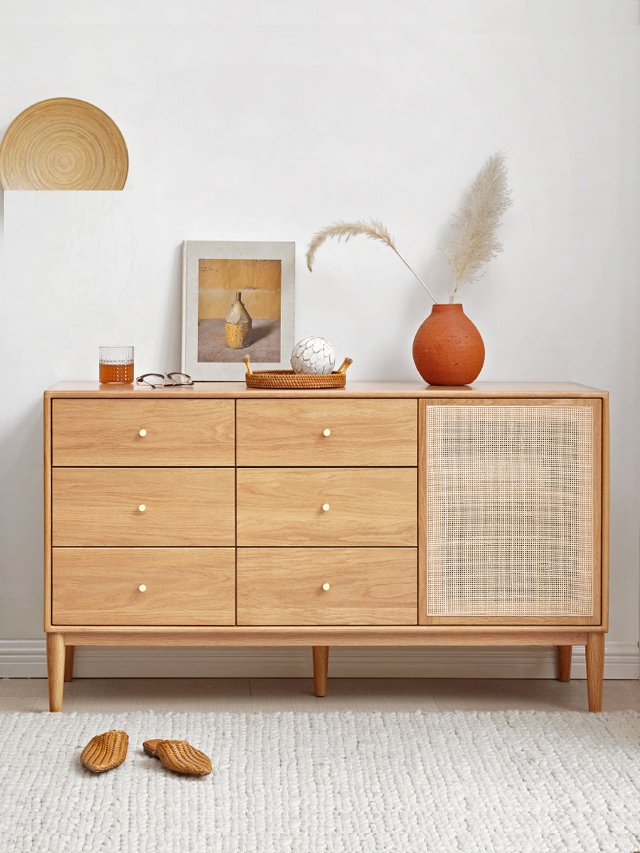 Oak Solid Wood Storage Cabinet with Doors