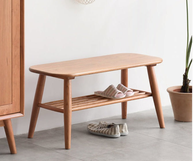 Oak, Solid Rubberwood Shoe Bench