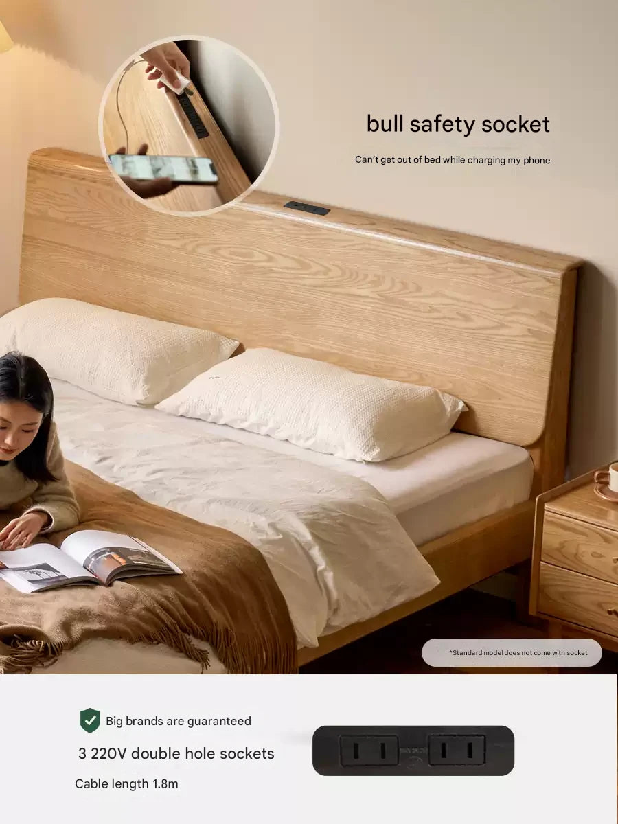 Ash Solid Wood With Socket Bed