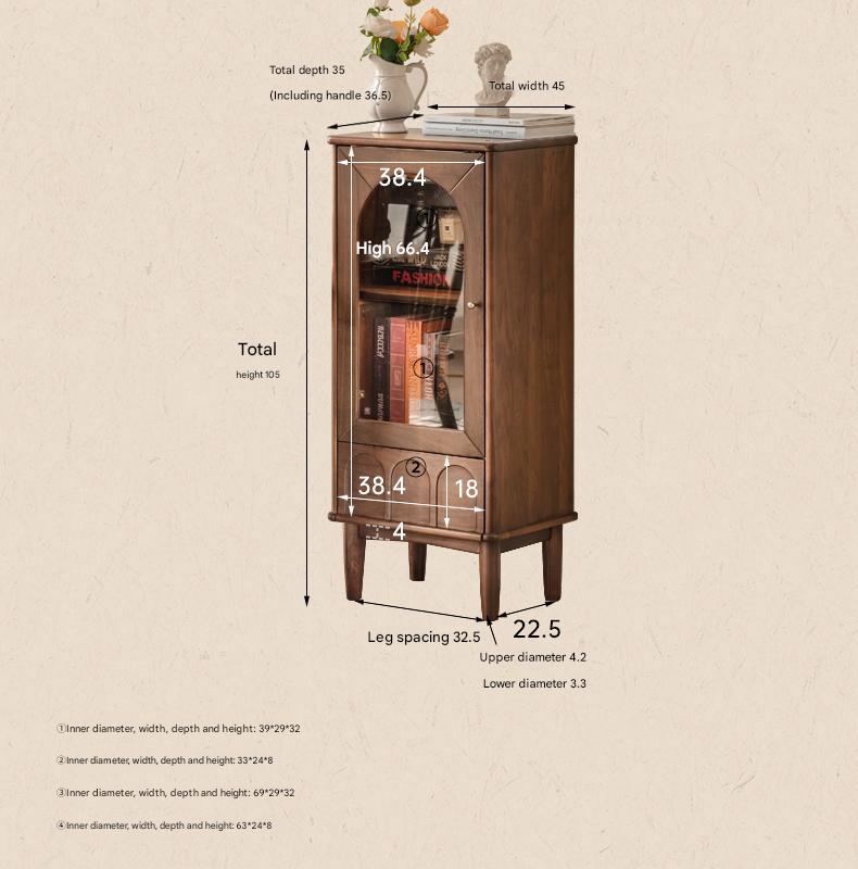 Black Walnut Solid Wood French Retro Side Cabinet