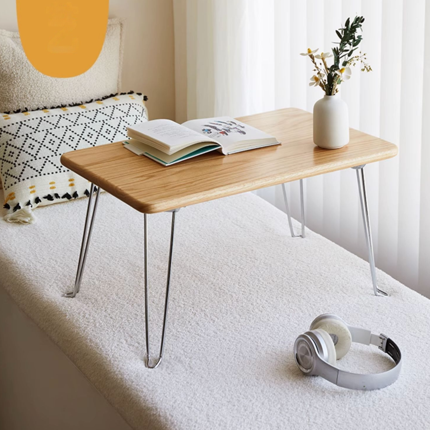 Oak Solid Wood Foldable Bay Window Table
