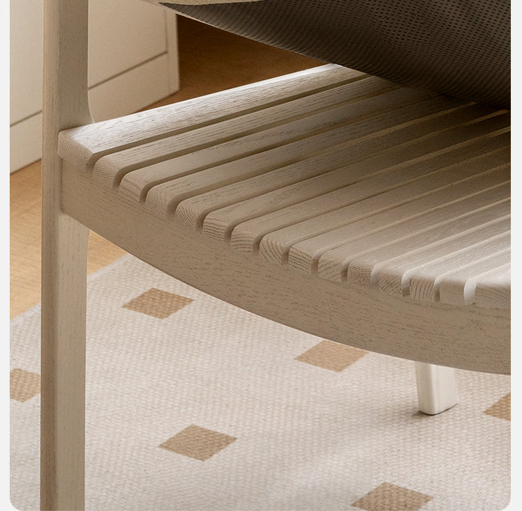 Oak Solid Wood Cream Style Study Chair