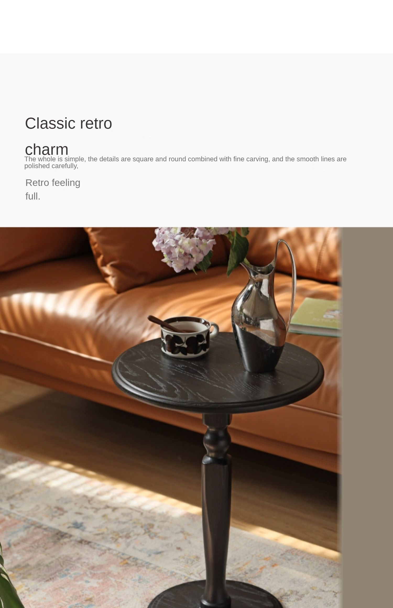 Oak Solid Wood Side Table Black Small Furniture