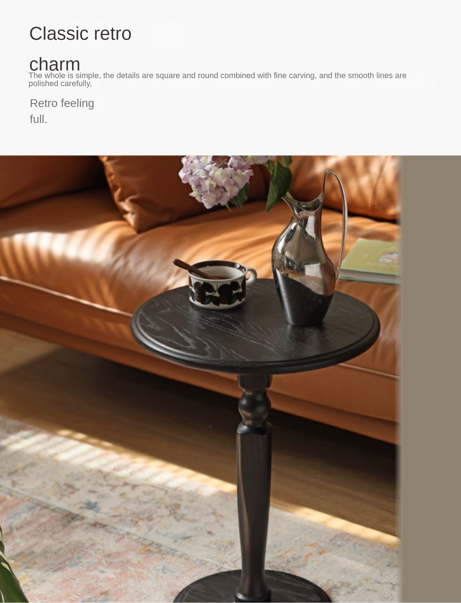 Solid Rubberwood, Poplar Solid Wood Side Table Black Small Furniture