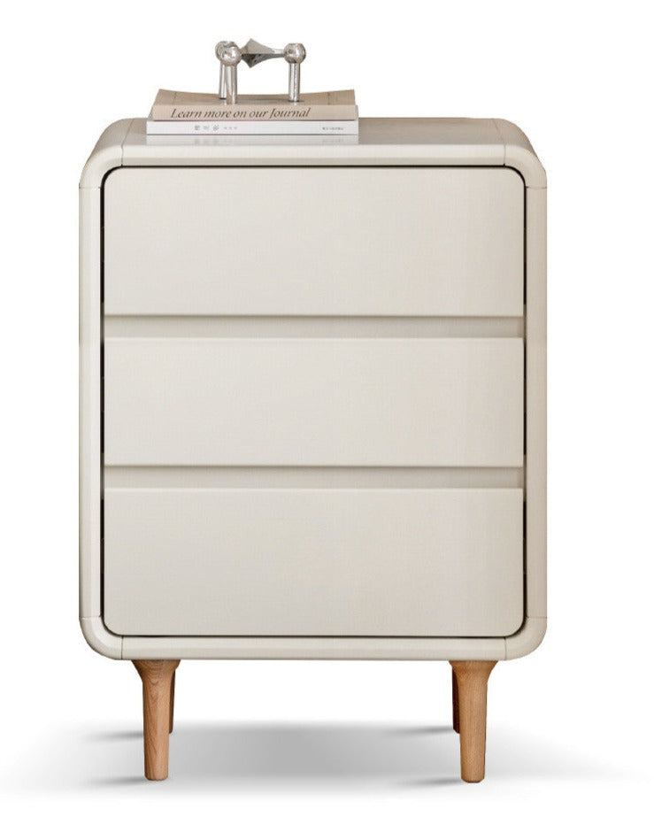 Solid Rubberwood Creamy Candy Style Nightstand.